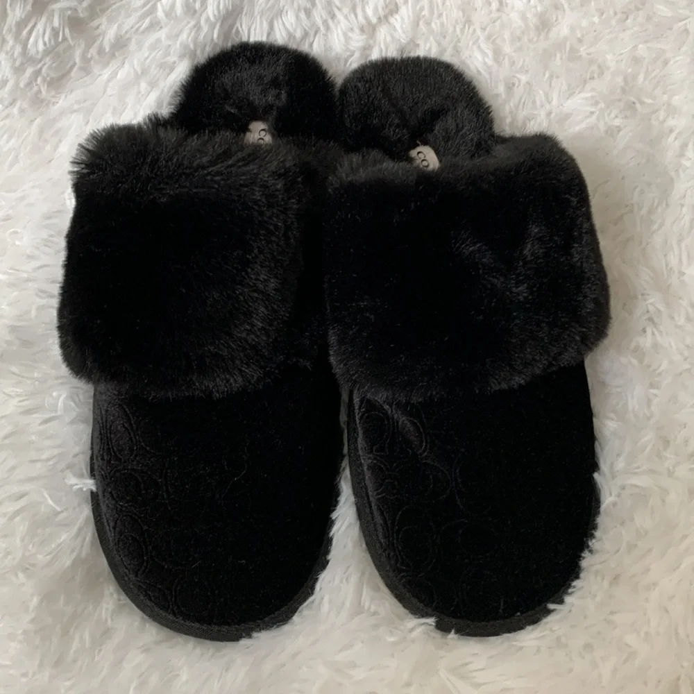 ❌SOLD❌COACH Slippers Black - Picture 2 of 8